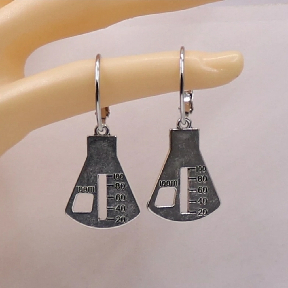 Lab earrings science chemistry lever back healt
